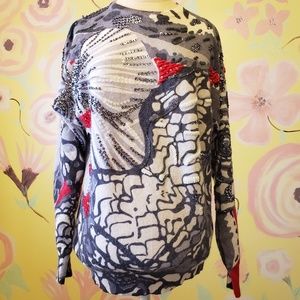 Lambswool Angora Beaded sequined Floral Sweater